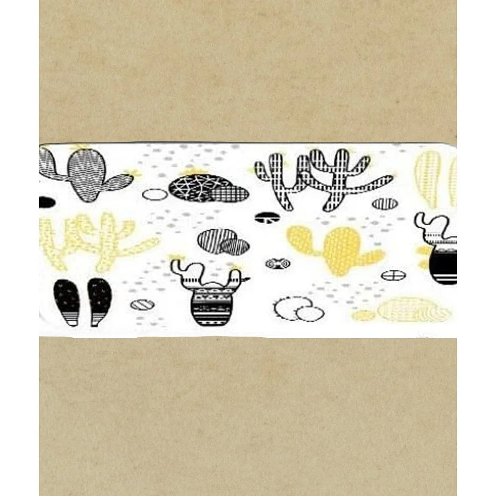 4 Pcs Cactus Bathroom Sets Black & Yellow Shower Curtain, Mat, Toilet Cover, Mat